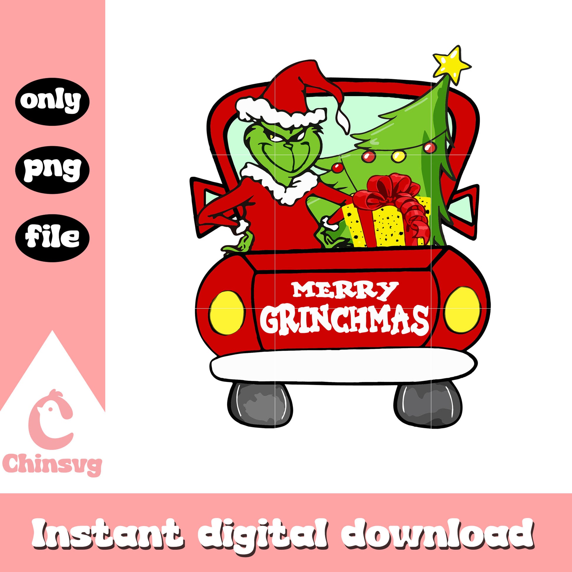 Merry grinchmas grinch drive car png, the grinch tree png