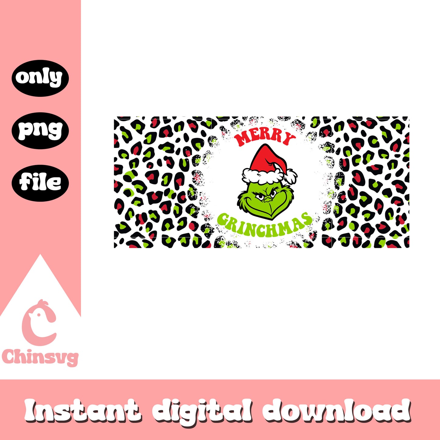 Merry grinchmas grinch head leopard png, grinch green color png