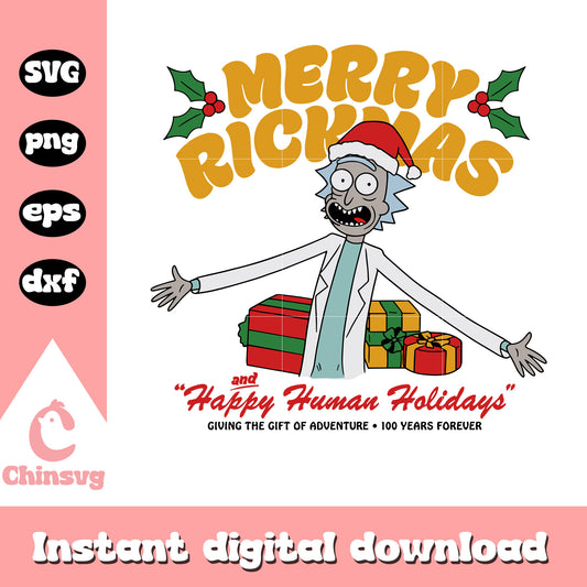 Merry rickmas happy human holidays svg, Rick and Morty svg