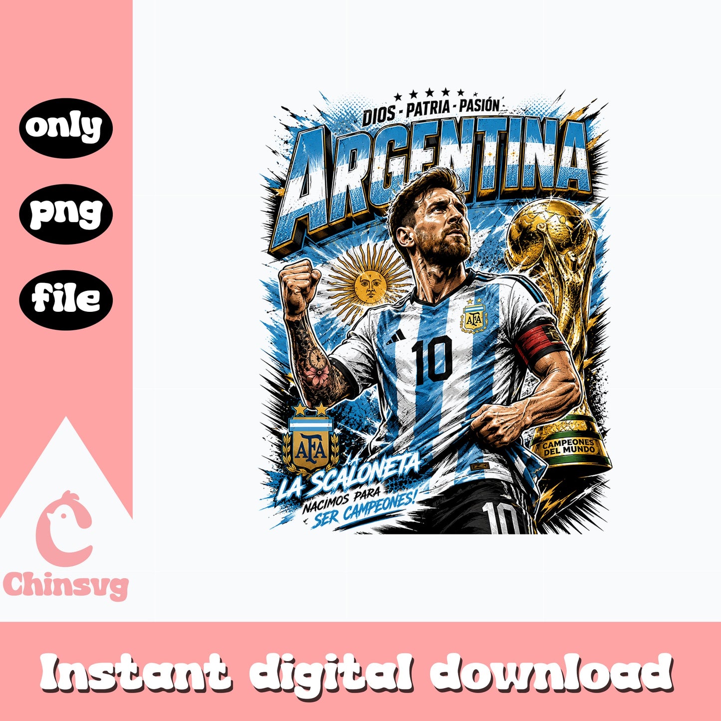 Messi Argentina World Cup Champion PNG, Soccer PNG, Football PNG