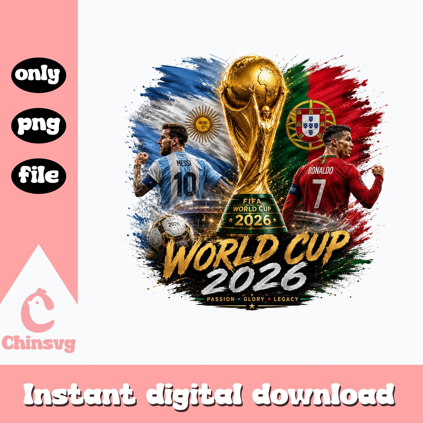 Messi Ronaldo FIFA World Cup 2026 PNG, Soccer PNG, Football PNG