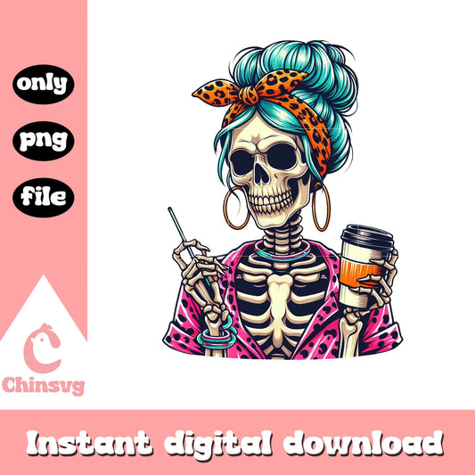 Messy bun mom coffee png, messy bun png, love coffee png