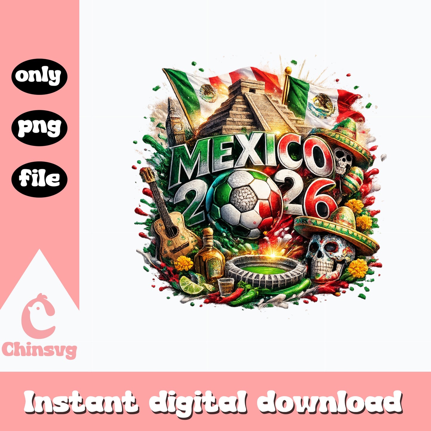 Mexico 2026 Soccer World Cup PNG, Mexico Football PNG, Sublimation PNG