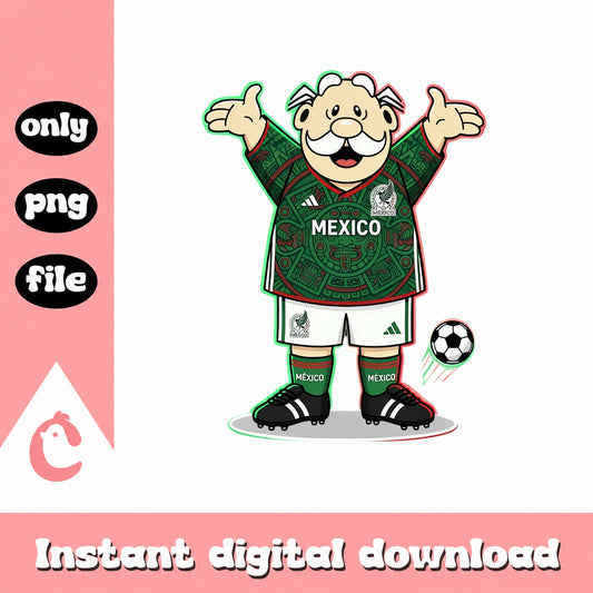 Mexico Soccer Santa Claus PNG, Christmas Football Clipart, PNG File