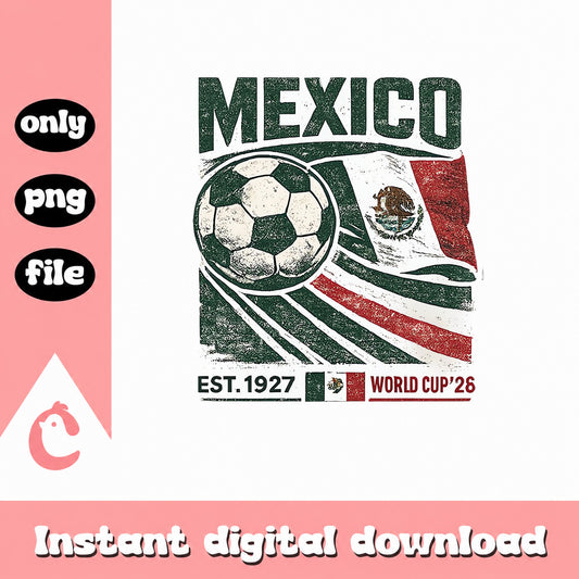 Mexico Soccer World Cup 2026 PNG, Retro Mexico Flag, Soccer PNG