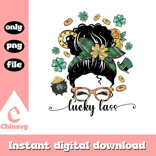 Mezzy bun lucky lass png, st patrick's day decorations png
