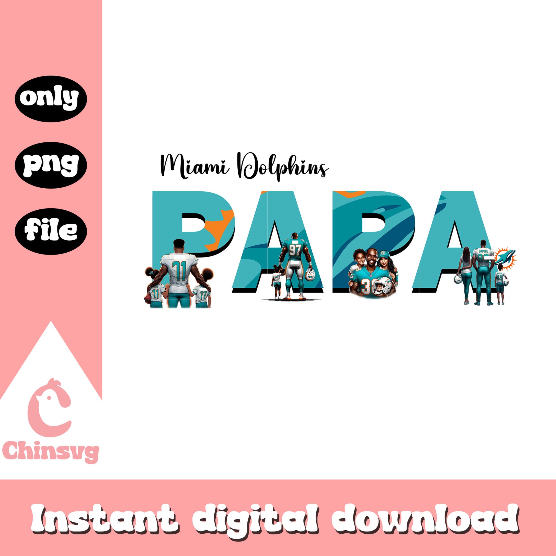 Miami Dolphins papa logo design png, nfl Miami png