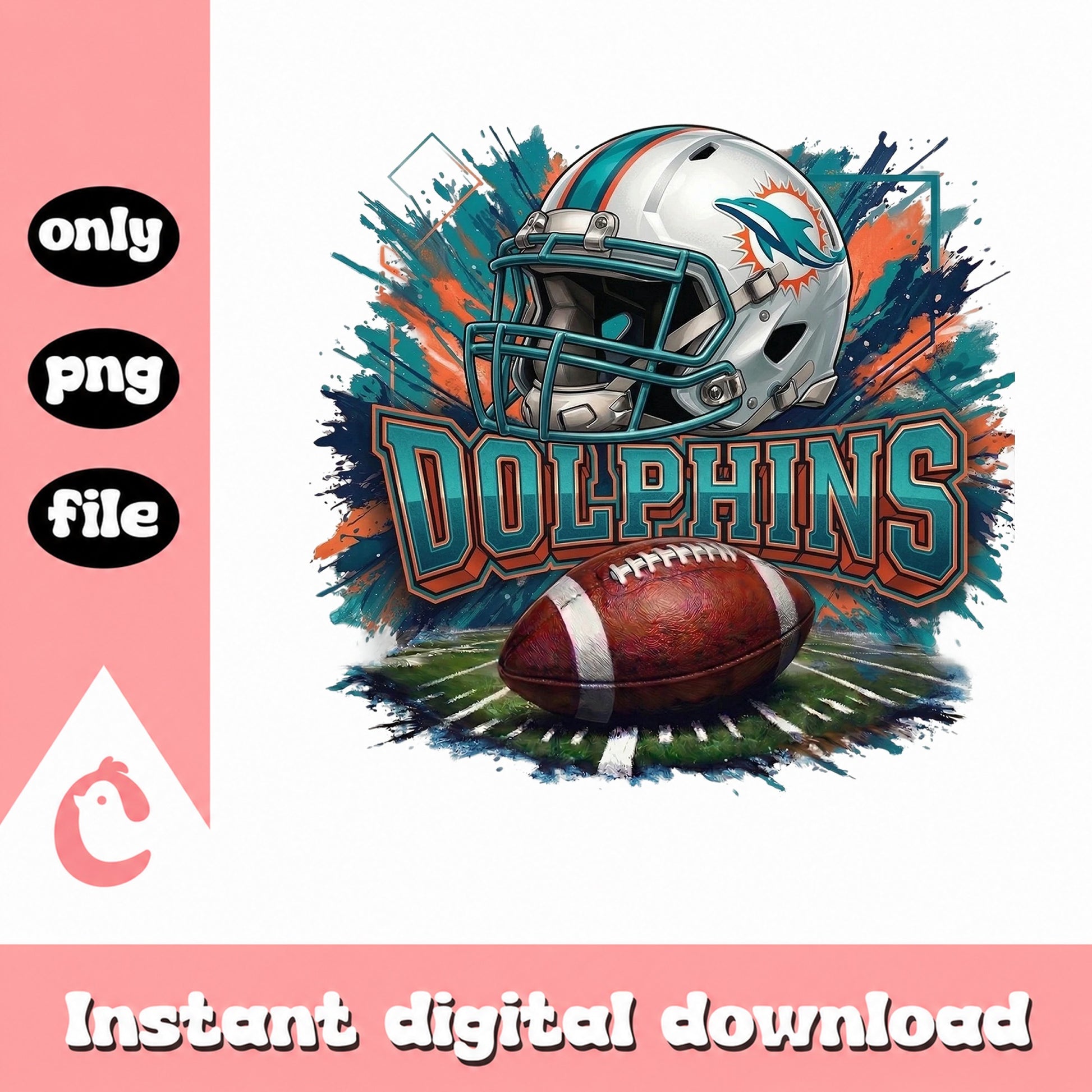 Miami Dolphins Football PNG, NFL Team Sublimation, Football PNG