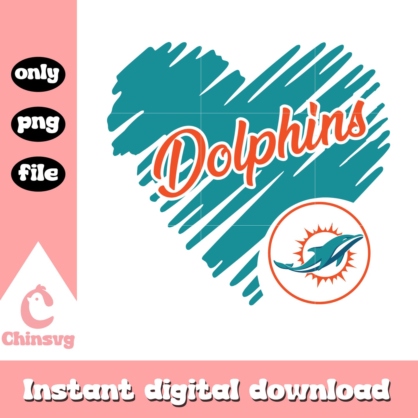 Miami dolphins heart shaped football logo svg, miami dolphins sticker svg