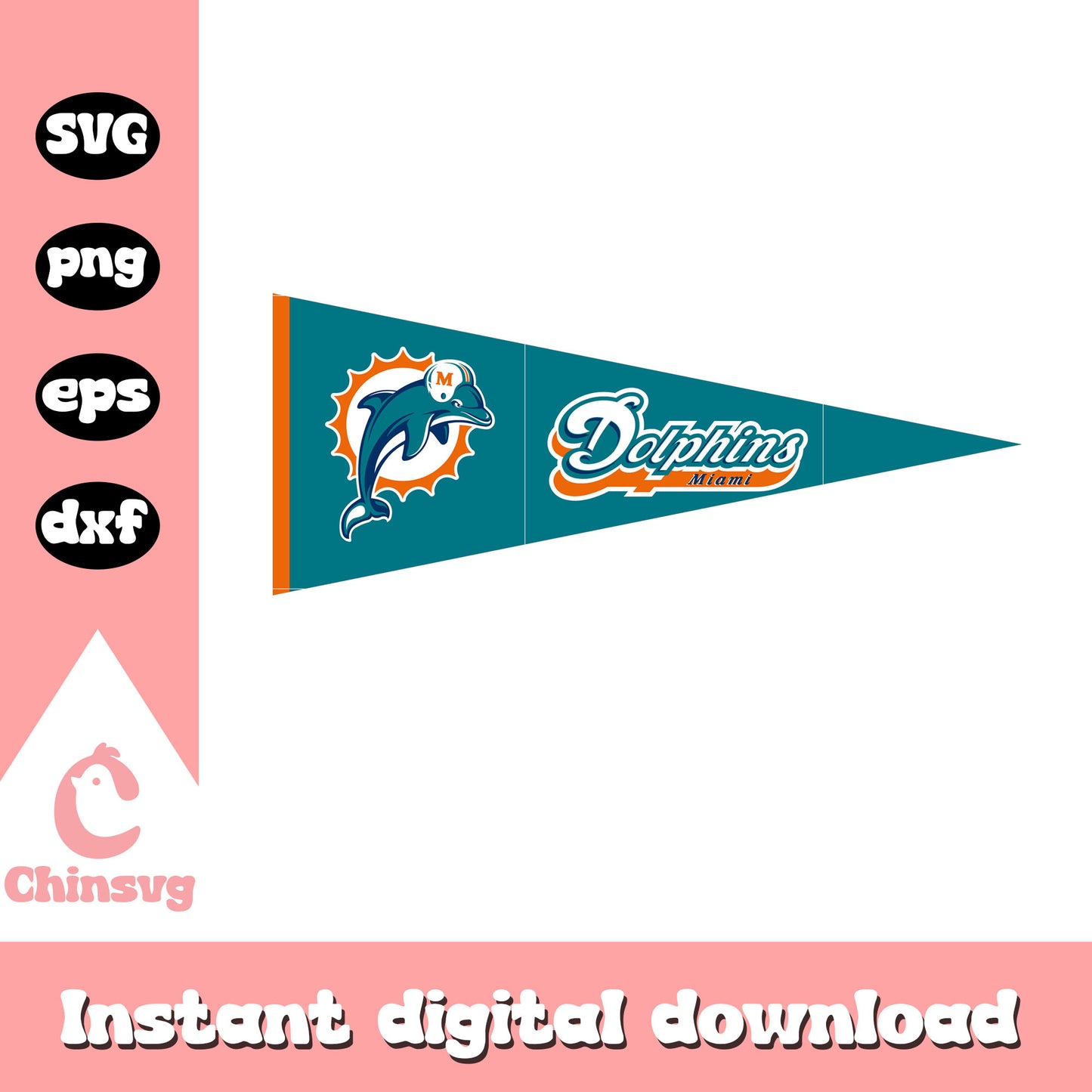 Miami dolphins nfl team logo flag design svg, miami dolphins flag svg