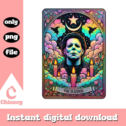 Michael Myers tarot card design png, horror tarot card png