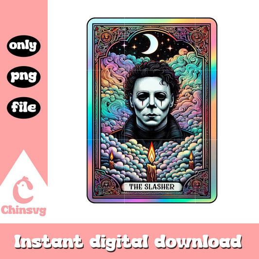 Michael Myers the slasher tarot card png, tarot card spooky png