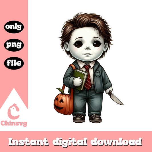Michael Myers wear school uniform design png, old school png