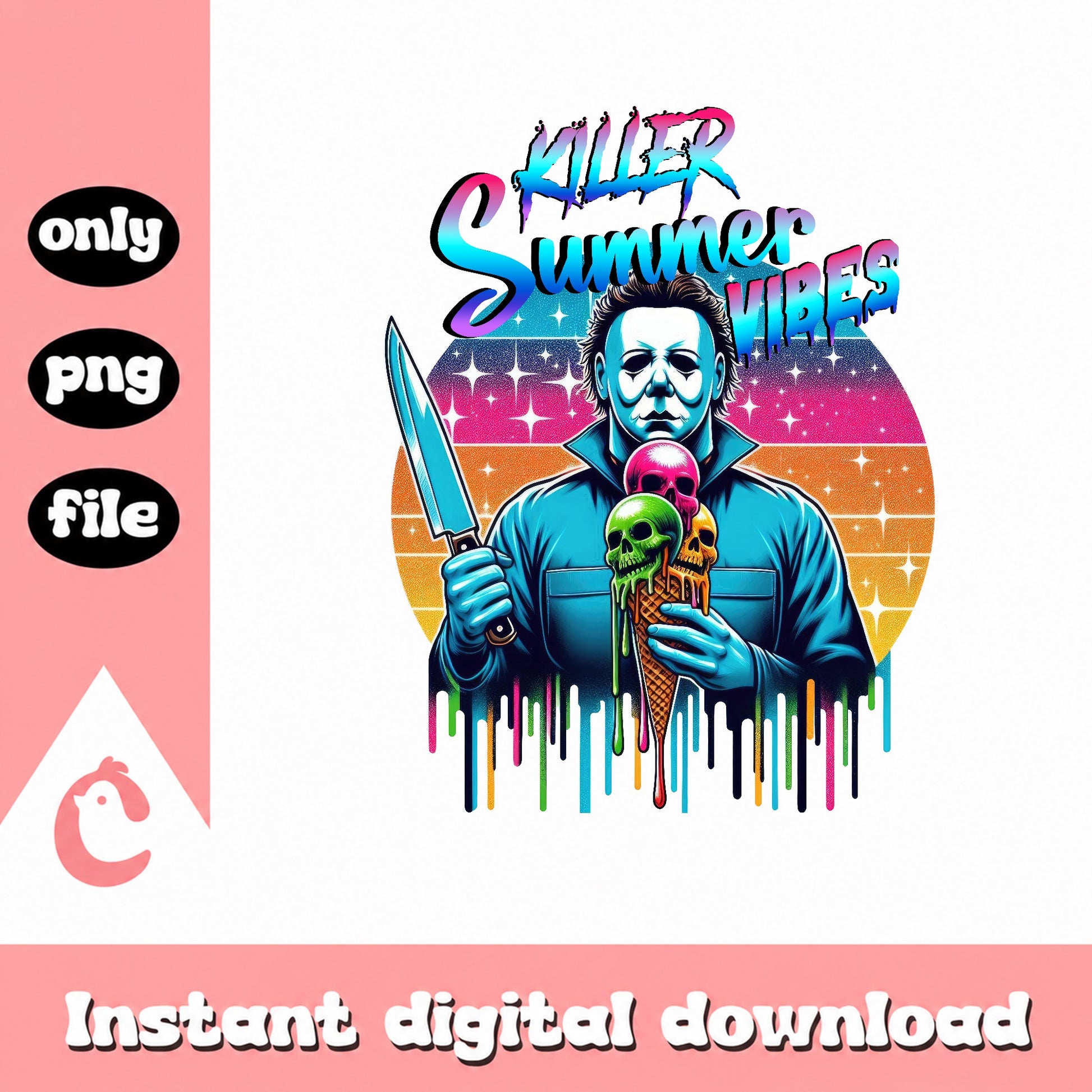 Michael Myers Killer Summer Vibes PNG, Horror PNG, Summer PNG