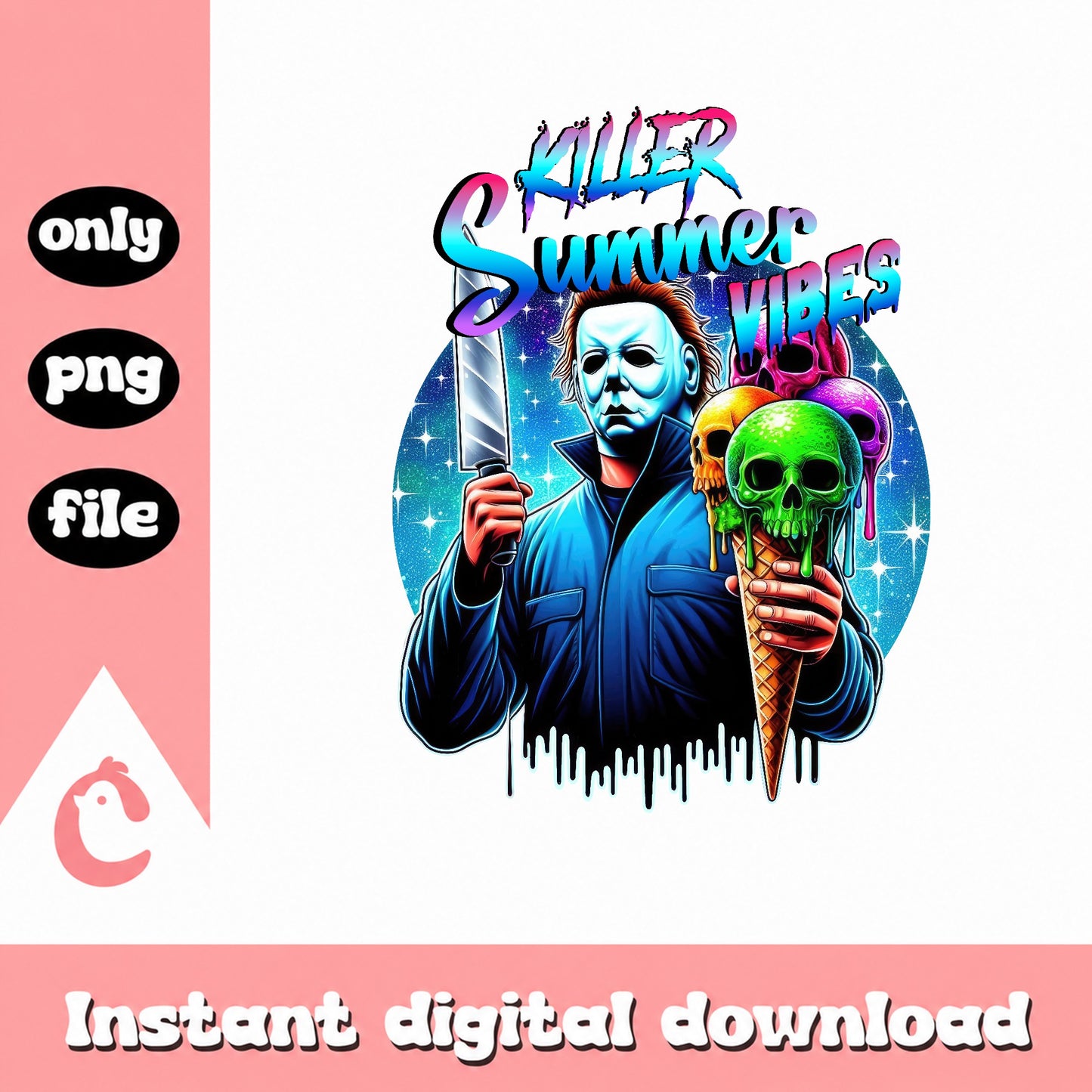 Michael Myers Killer Summer Vibes PNG, Horror Summer PNG, Halloween PNG
