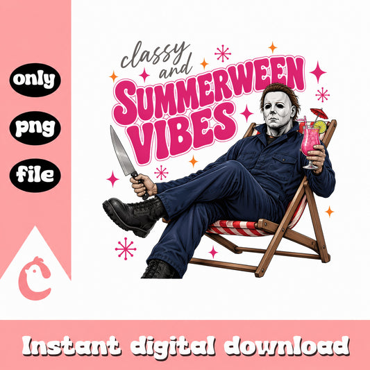 Michael Myers Summerween Vibes PNG, Classy Halloween PNG, Horror PNG