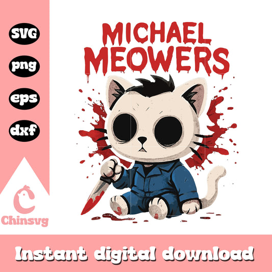 Michael meowers halloween cat funny design svg, cat horror svg