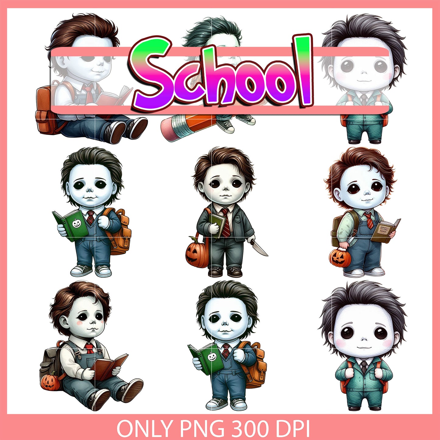 Michael myers back to school design bundle png, michael myers png