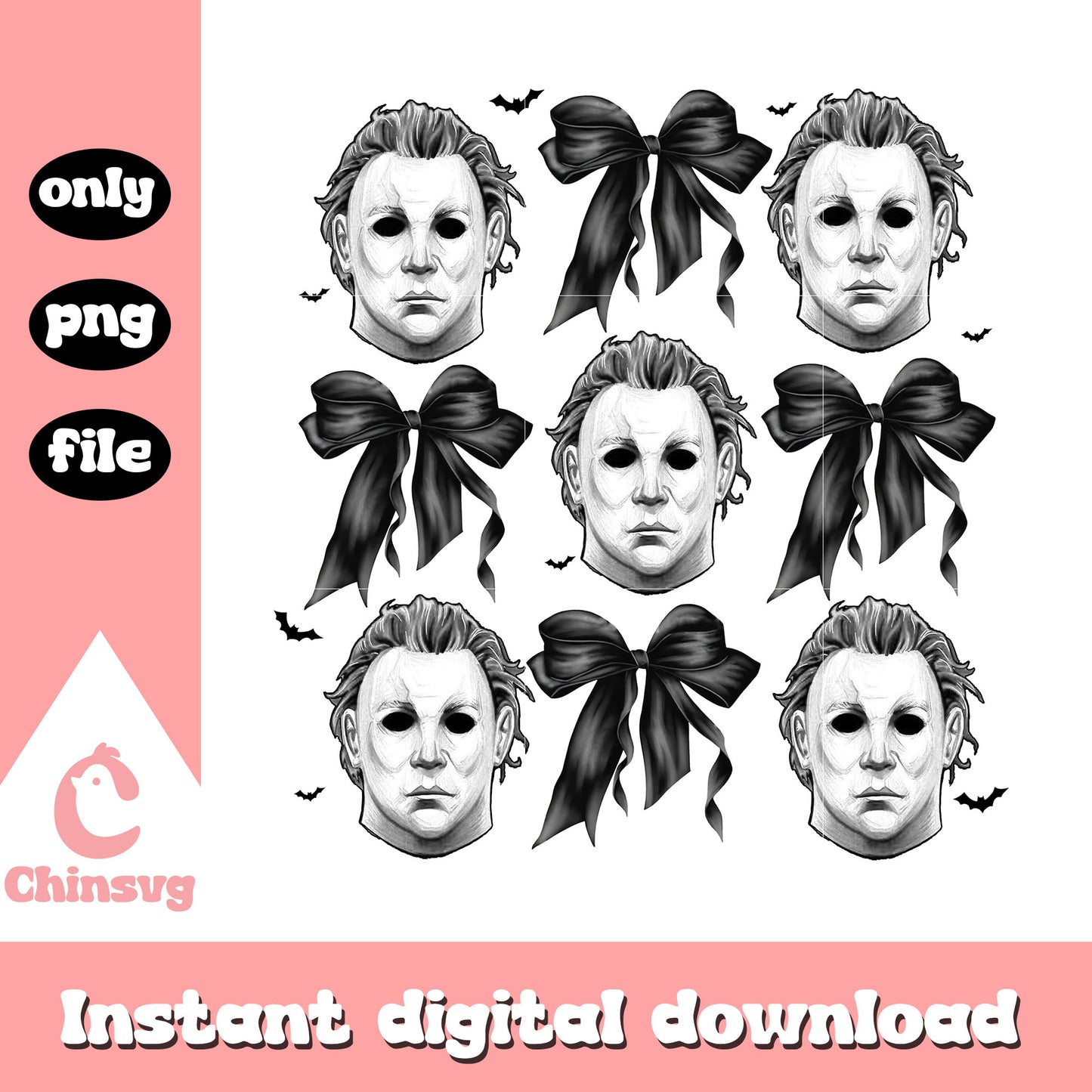 Michael myers bow halloween design png, happy halloween png