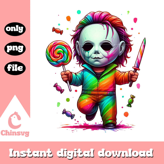 Michael myers chibi colorful halloween png, halloween holiday png