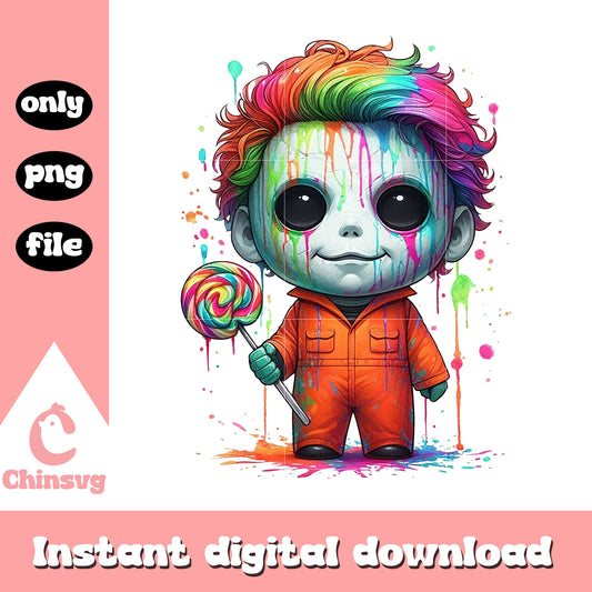 Michael myers chibi design png, halloween trick or treat png