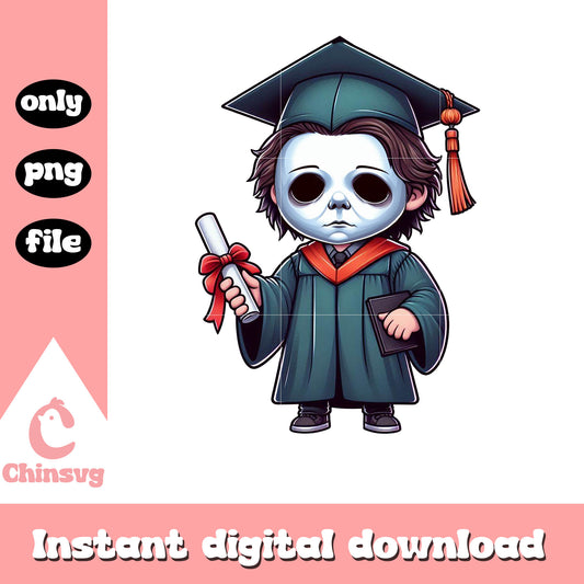 Michael myers chibi graduation design png, halloween series png