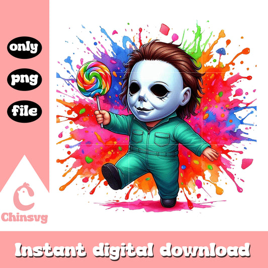 Michael myers chibi halloween design png, halloween png
