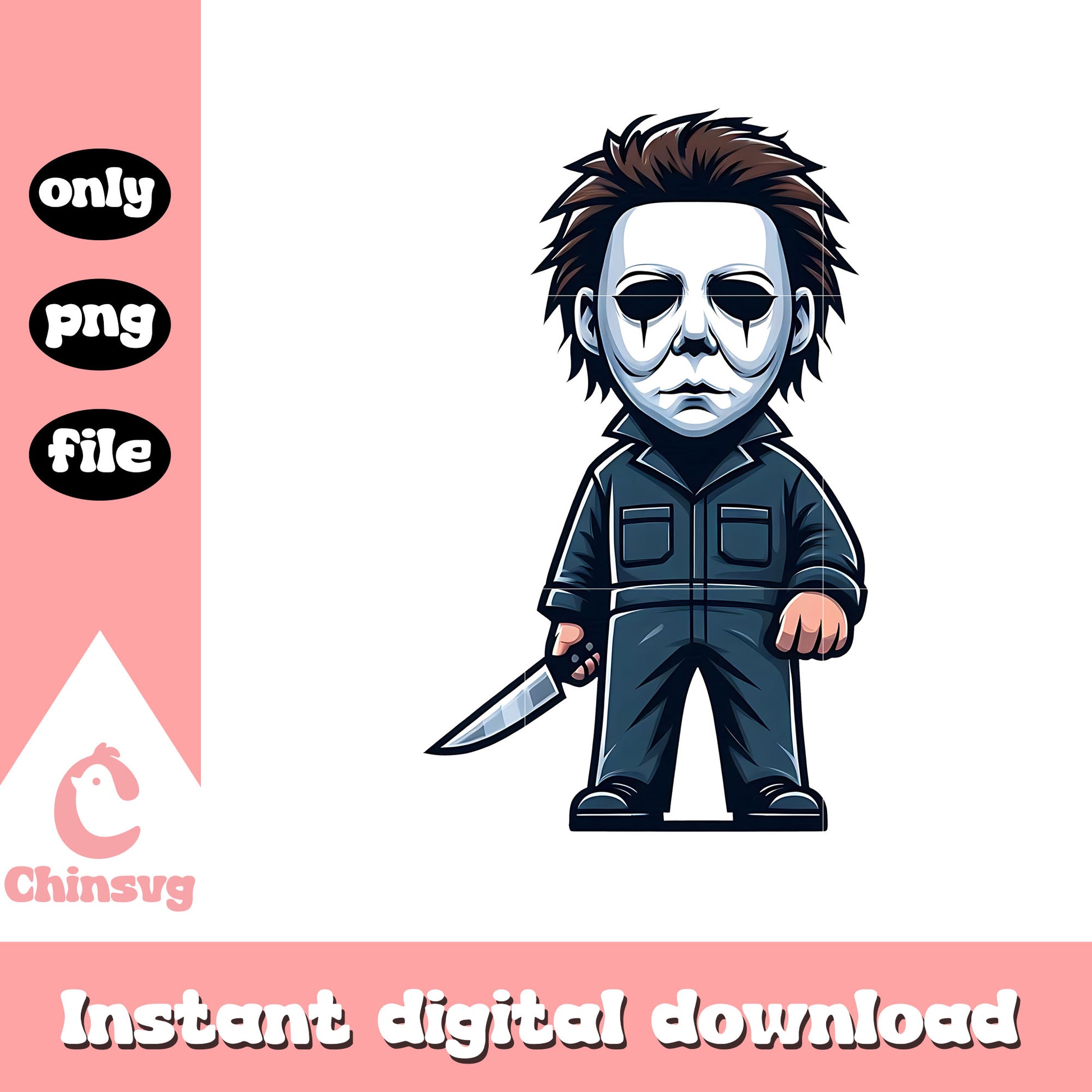 Michael myers chibi knife horror png, michael myers chibi png