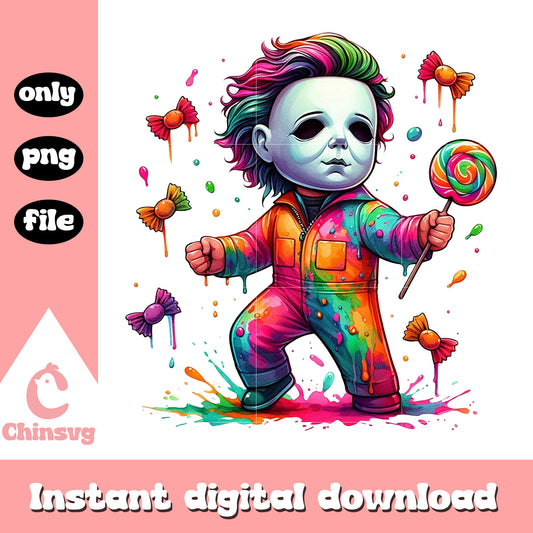 Michael myers colorful halloween design png, halloween movie png