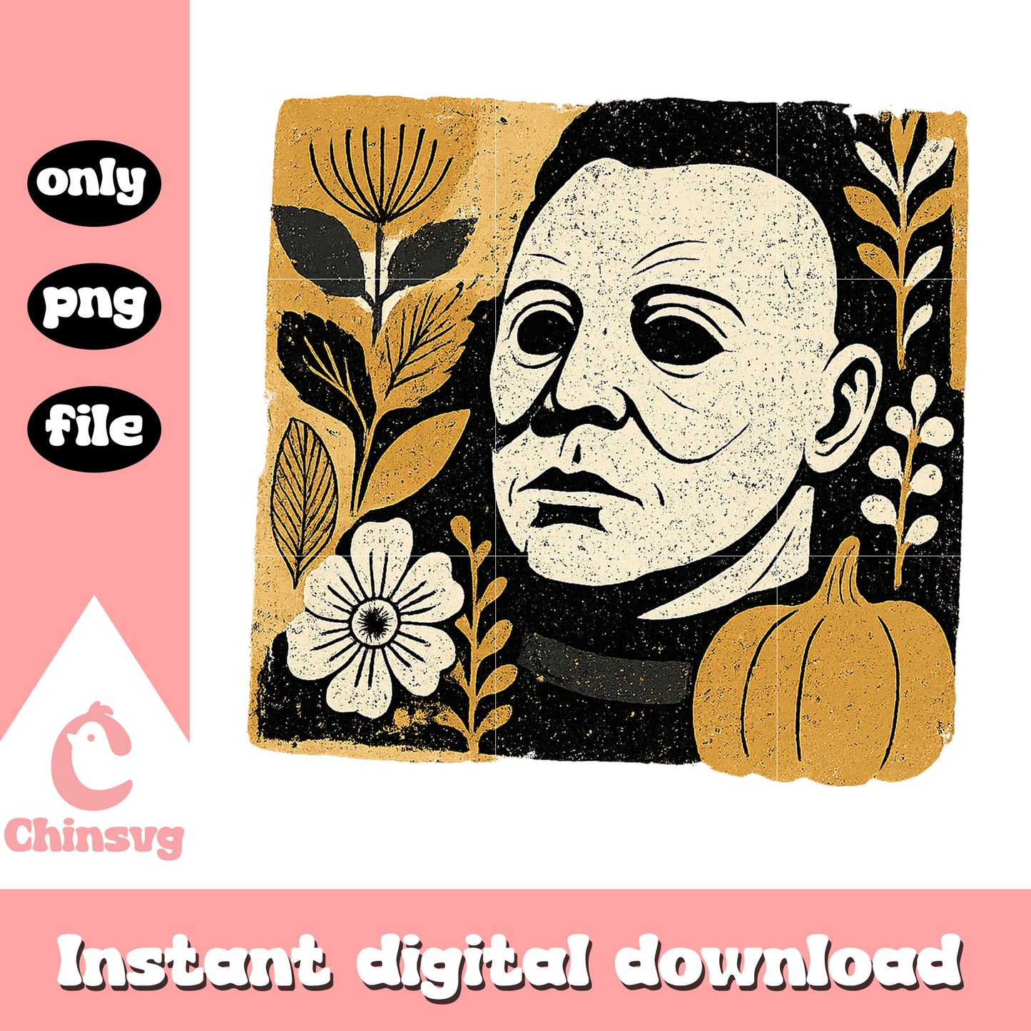 Michael myers floral portrait clipart png, michael myers movies png