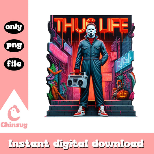 Michael myers halloween thug life design png, michael myers png