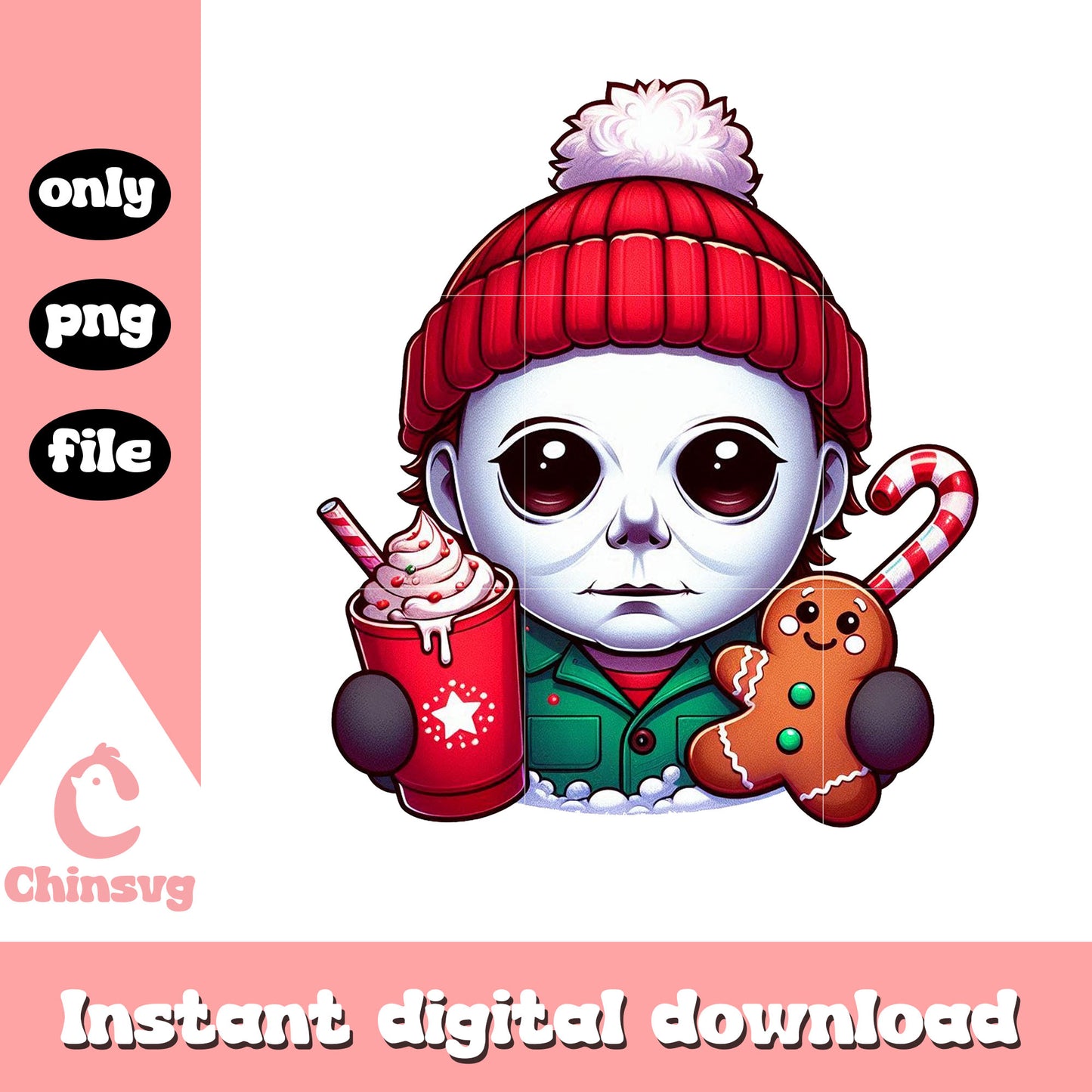 Michael myers horror character on christmas png, horror movie png