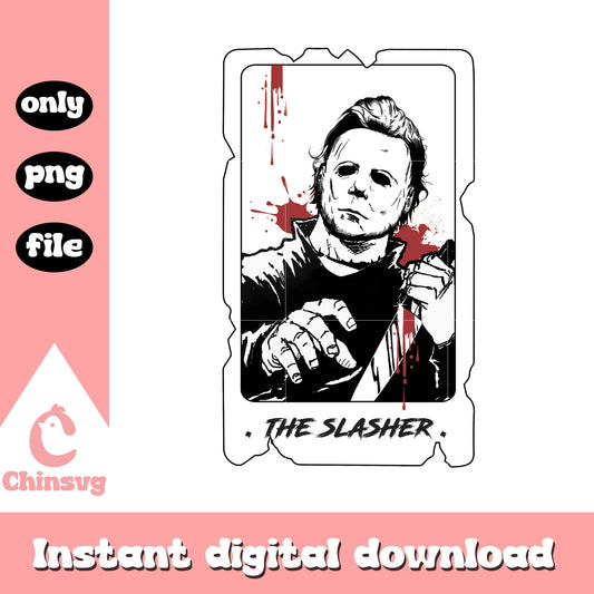 Michael myers horror tarot card design png, halloween holiday png