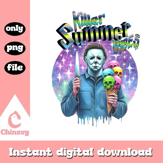 Michael myers knife cream killer summer vibes png, horror png