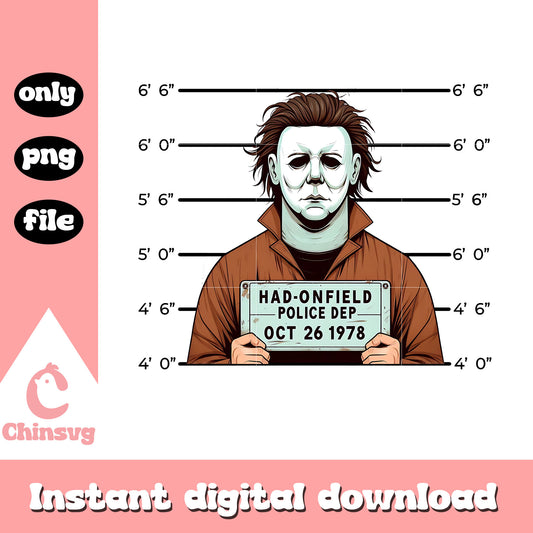 Michael myers mugshot haddonfield police dept png, myers mugshot png