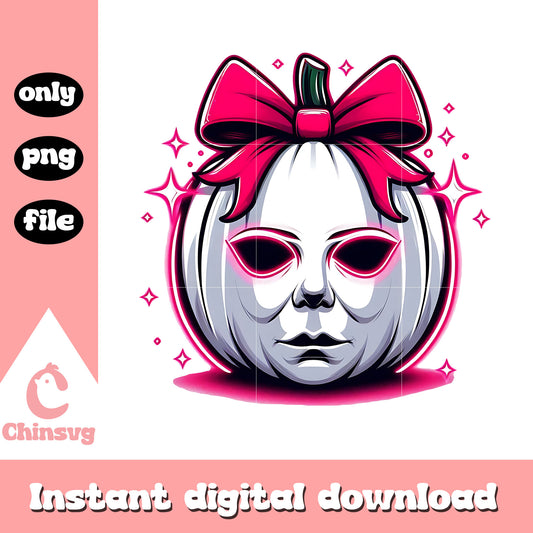 Michael myers pink bow design png, horror halloween png