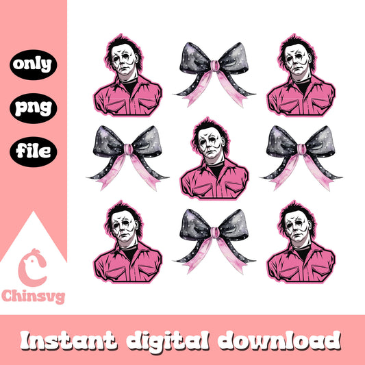 Michael myers pink coquettle bow png, coquettle bow png