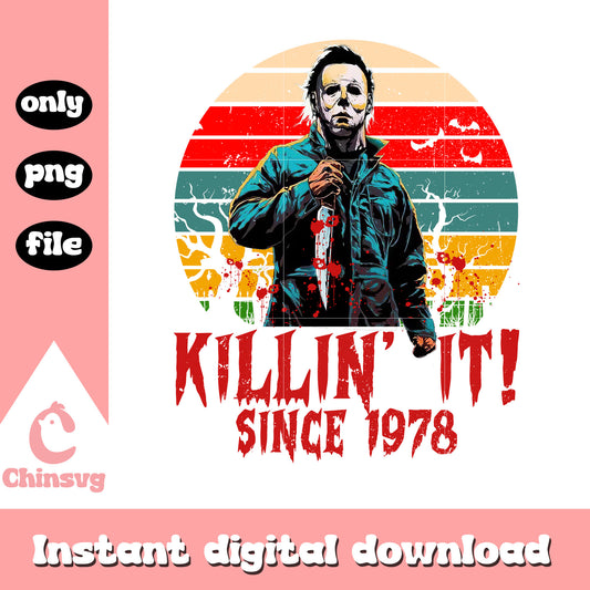 Michael myers retro killin it since 1978 png, horror retro png