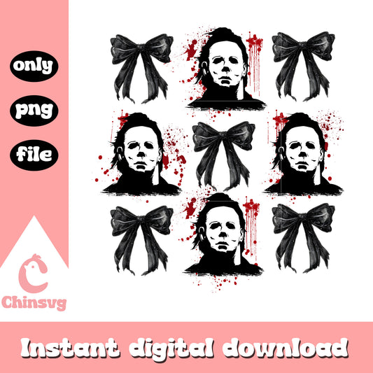 Michael myers spooky black bow png, horror black bow png