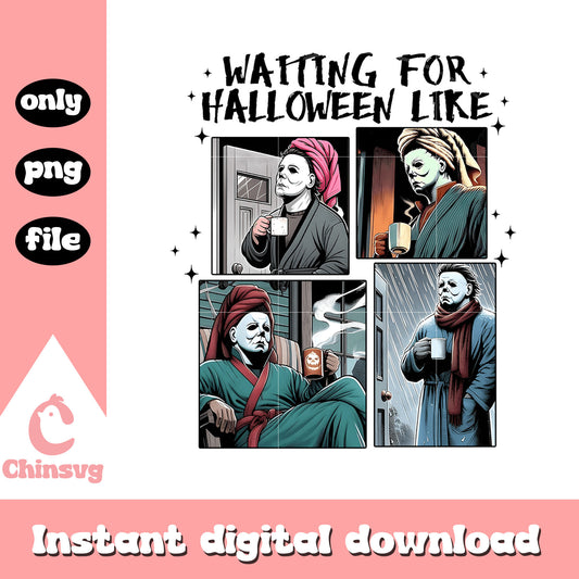Michael myers waiting for halloween png, halloween drawing png