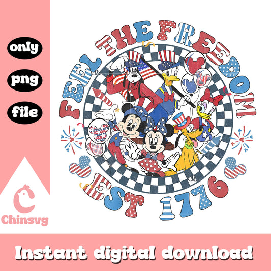 Mickey Feel The Freedom Est 1776 png, mickey mouse freedom day png