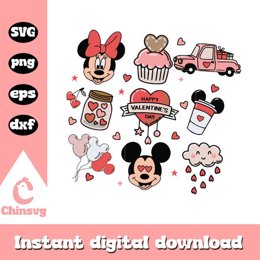 Mickey Minnie & gifts valentines day svg, gifts valentines svg