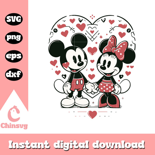 Mickey Minnie happy valentines day svg, valentine's a holiday svg