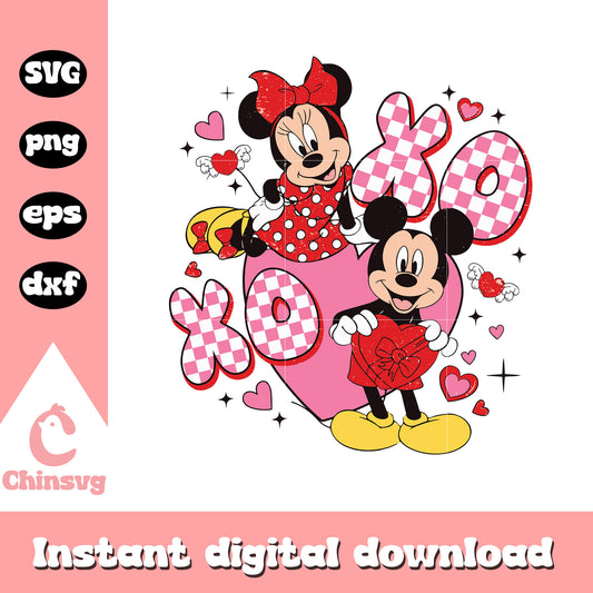 Mickey Minnie xoxo valentine design svg, xoxo svg, valentine svg