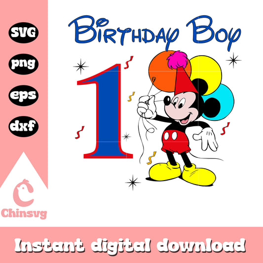 Mickey 1st birthday boy svg, mickey mouse happy birthday​ svg