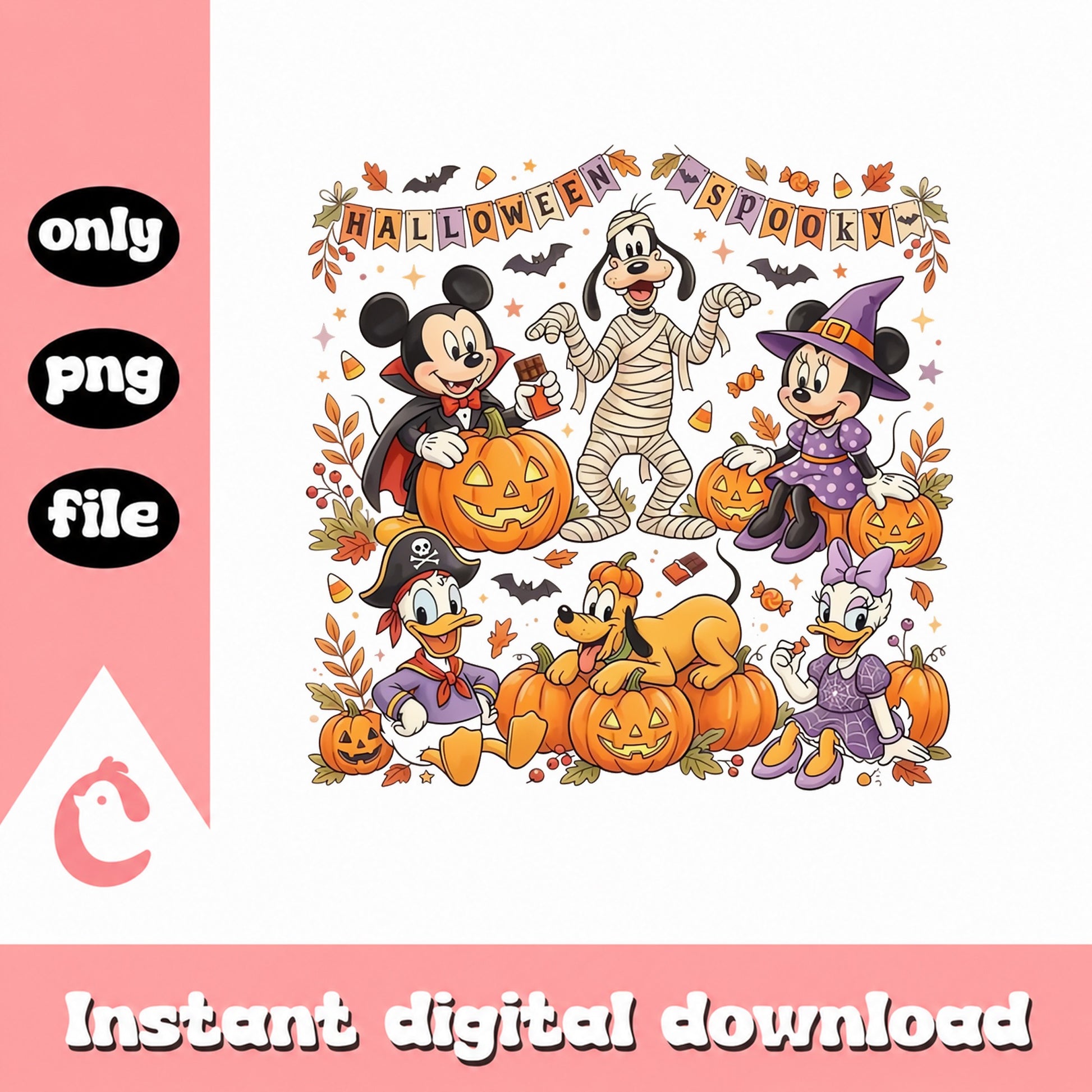 Mickey And Friends Halloween PNG, Disney Halloween PNG, Spooky PNG