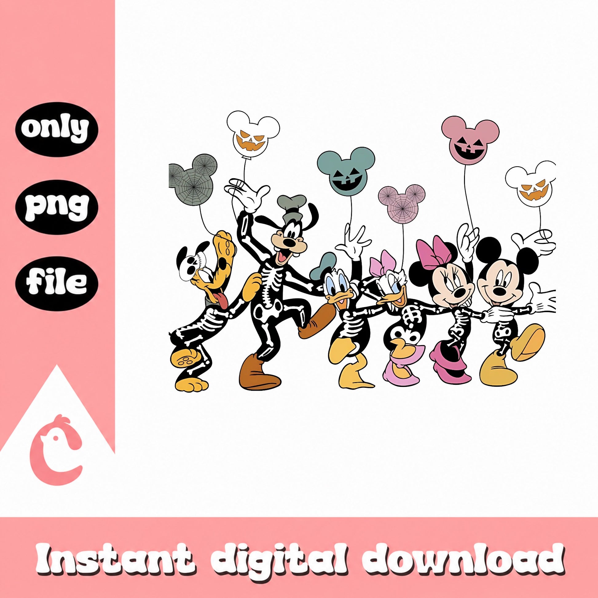 Mickey And Friends Halloween Skeleton PNG, Disney PNG, Halloween PNG