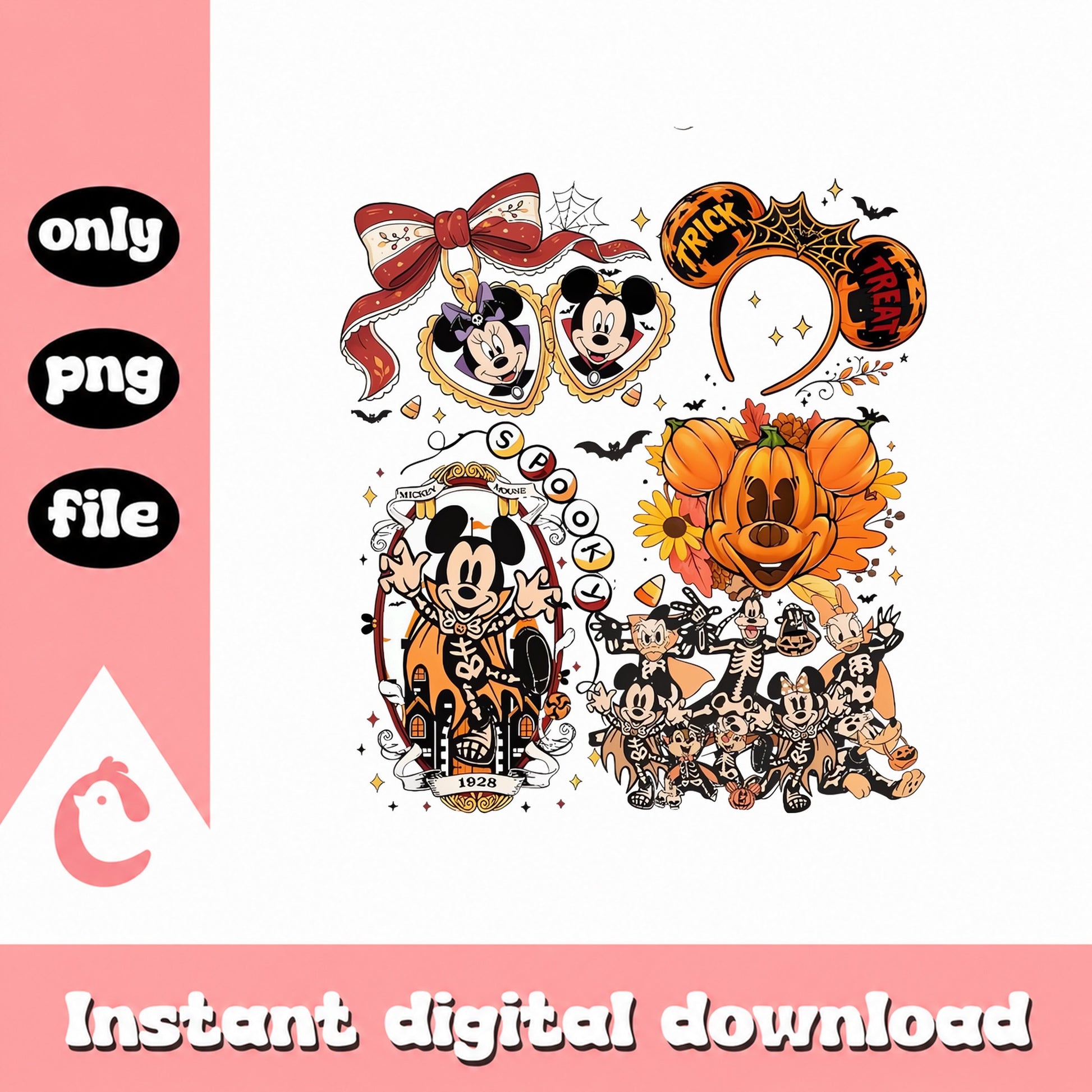 Mickey And Minnie Halloween Bundle, Disney Halloween PNG, PNG