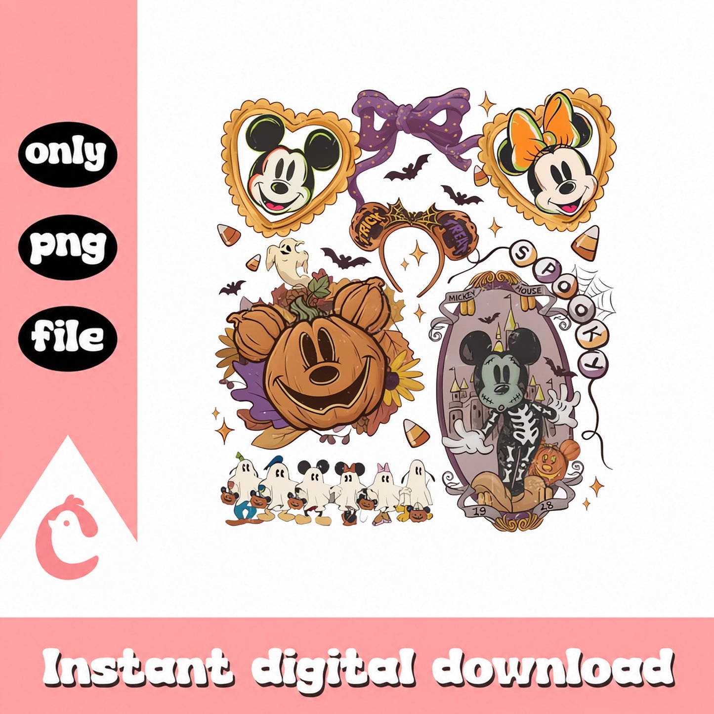 Mickey And Minnie Halloween Bundle, Disney Halloween SVG, PNG