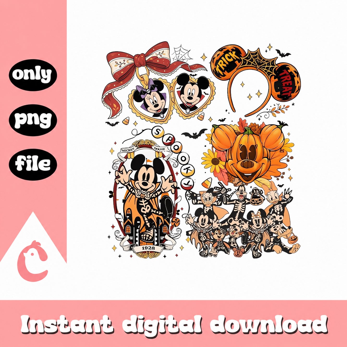 Mickey And Minnie Halloween Bundle PNG, Disney Halloween, PNG